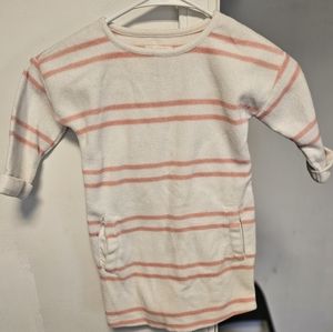 Old Navy White and Pink Fleece Dress with Pockets